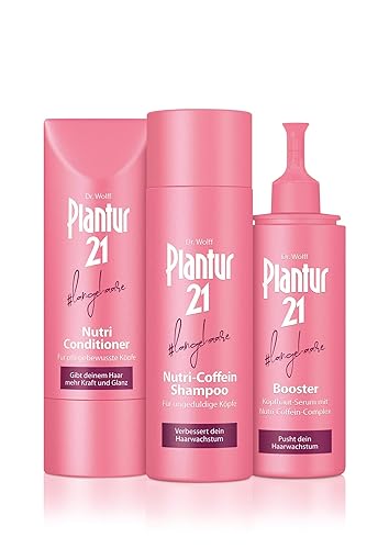 Plantur 21#langehaare Set: Nutri-Coffein-Shampoo, 200 ml + Booster, 125 ml + Nutri-Conditioner, 175 ml - verbessert das Haarwachstum und versorgt das Haar mit Coffein und Mikronährstoffen