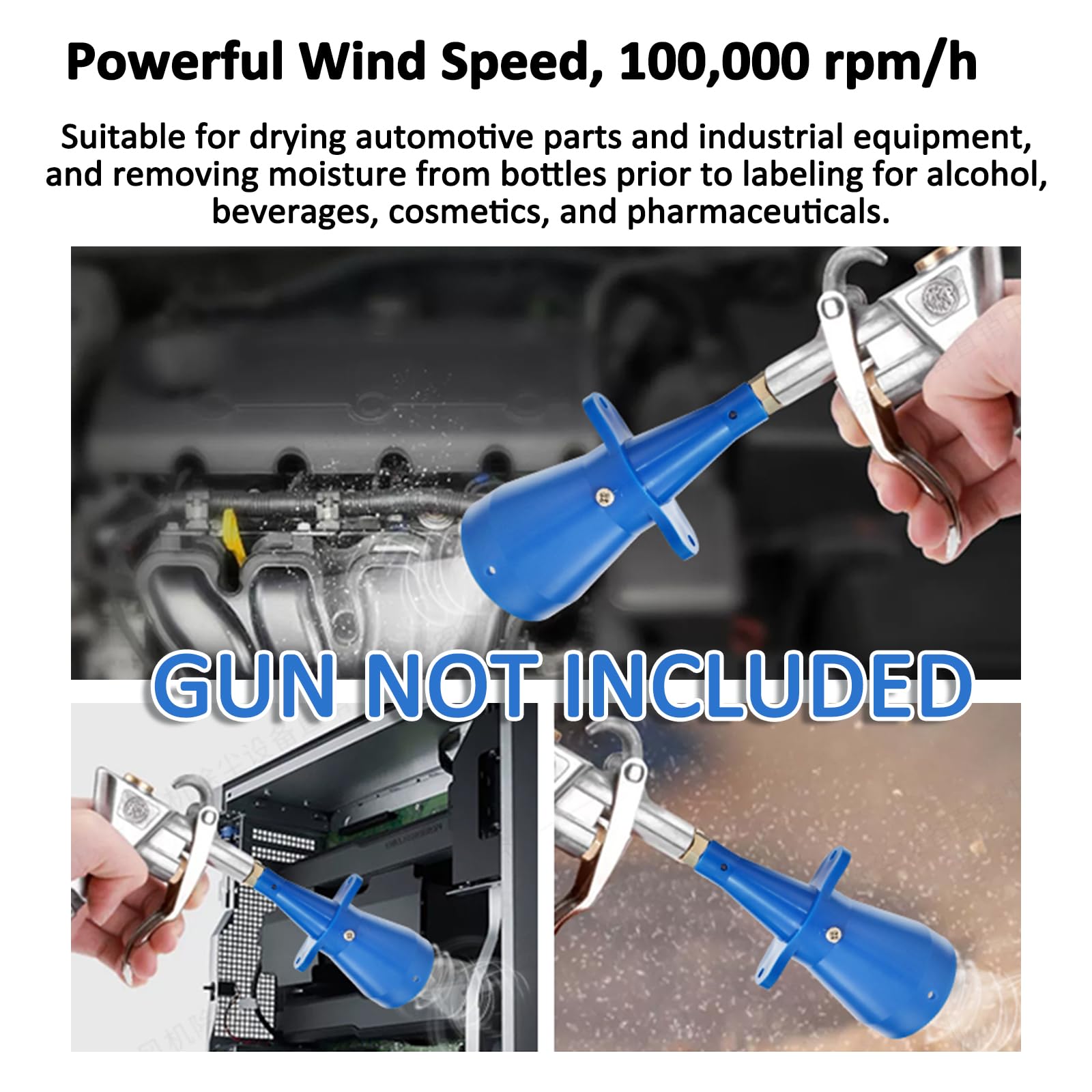 Cuchilla De Aire Rotativa, Cuchilla De Aire para Secado por Soplado De Alta Velocidad, Presión De Purga: 2,5-4,0 Bar, Rango De Purga: 52-60 Mm, Consumo De Gas: 100 NL/min (0,4 MPa)