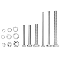 Vista 2 de Kit surtido de 164 tuercas y pernos de cabeza hexagonal, tornillos de acero inoxidable 304 plateados M6/M8/M10, tornillos métricos, incluye