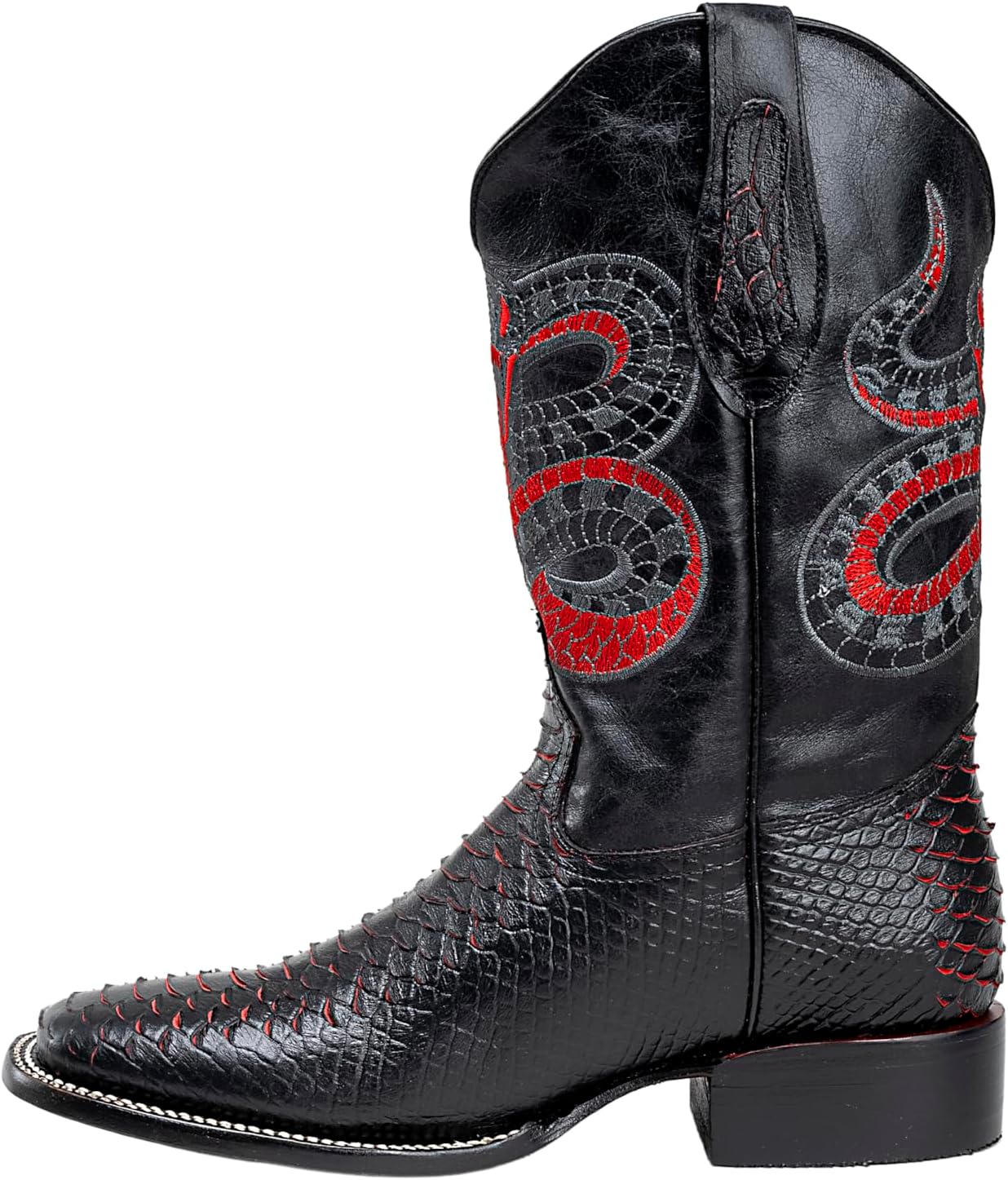 Joe Boots Exotic Python Leather Print Men's Western Boot: Square Toe Cowboy, Rodeo Boots Bi-tone - Image 7