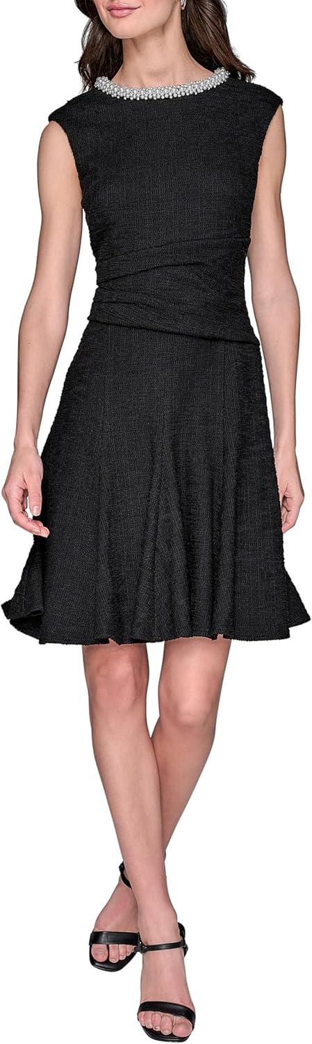 Karl Lagerfeld Womens Flare Skirt Sleeveless Stretch Dress