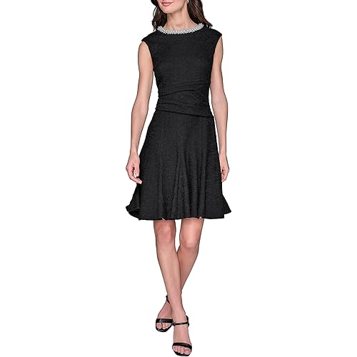Karl Lagerfeld Women's Flare Skirt Sleeveless Stretch Dress