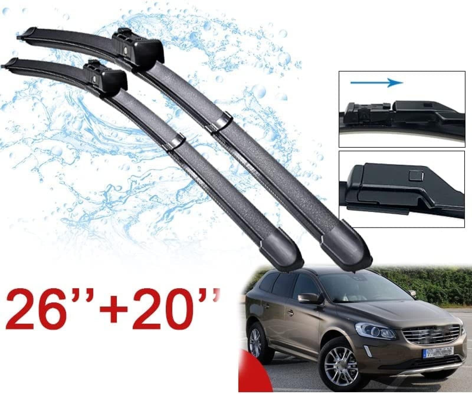 Coche Limpiaparabrisas para Volvo XC60 2009 2010 2011 2012 2013 2014 2015 2016 2017 Juego de escobillas limpiaparabrisas delanteras Cepillos for parabrisas