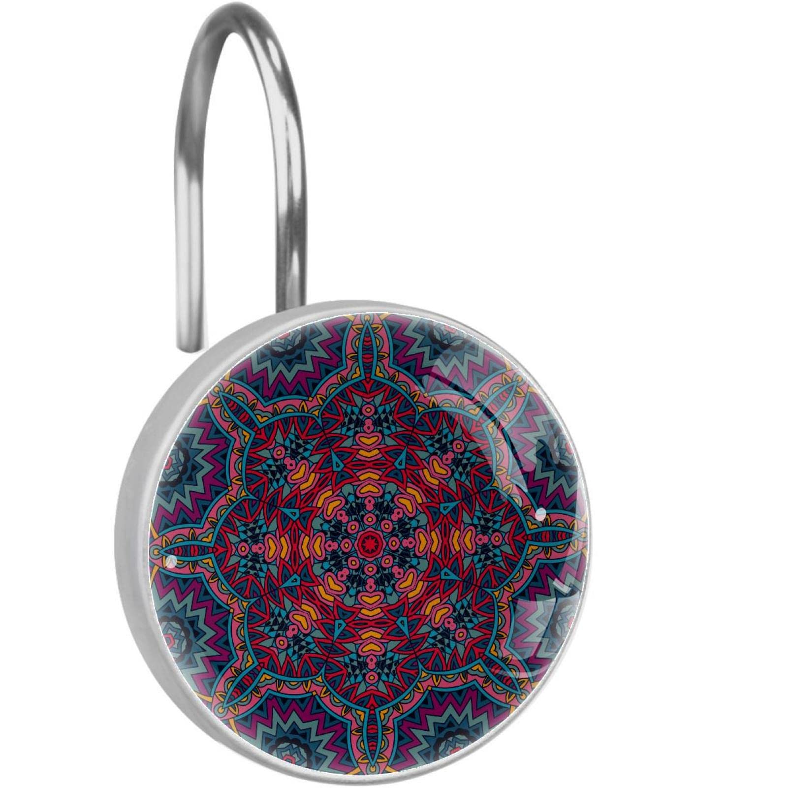 Crochets de rideau de douche Mandala en acier inoxydable de haute qualité durable