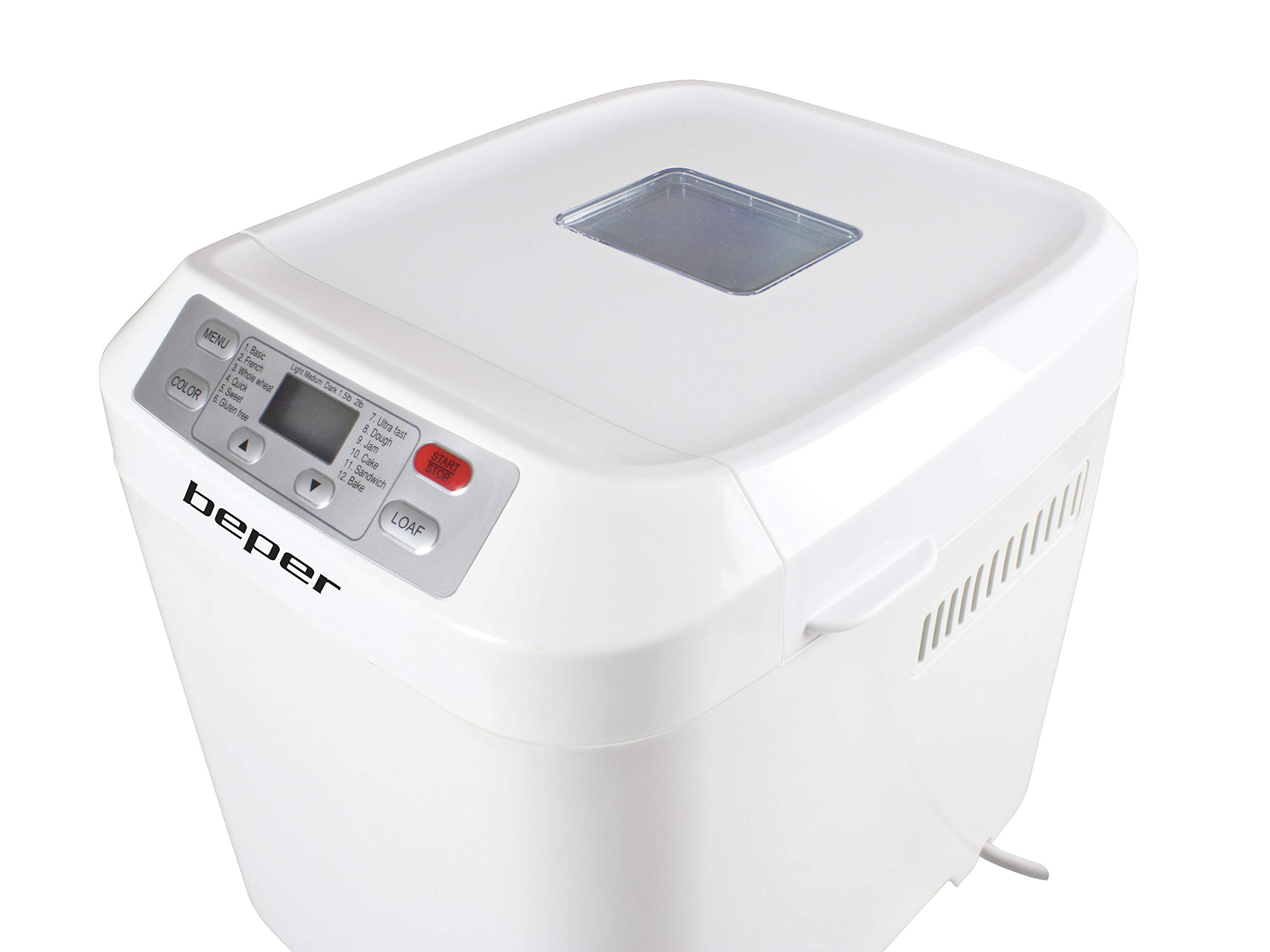 BEPER BC.130 Macchina per Il Pane Gluten Free, 550 W, 1 Kilogram, Recipiente Antiaderente, Bianca