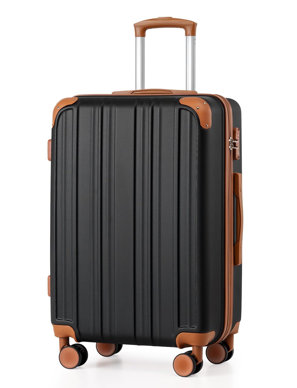 Coolife Luggage, Suitcase with Durable and Lightweight, Checked Luggage with ABS Hardshell, Dual Spinner Wheels, TSA Lock, and YKK Zipper (apricot