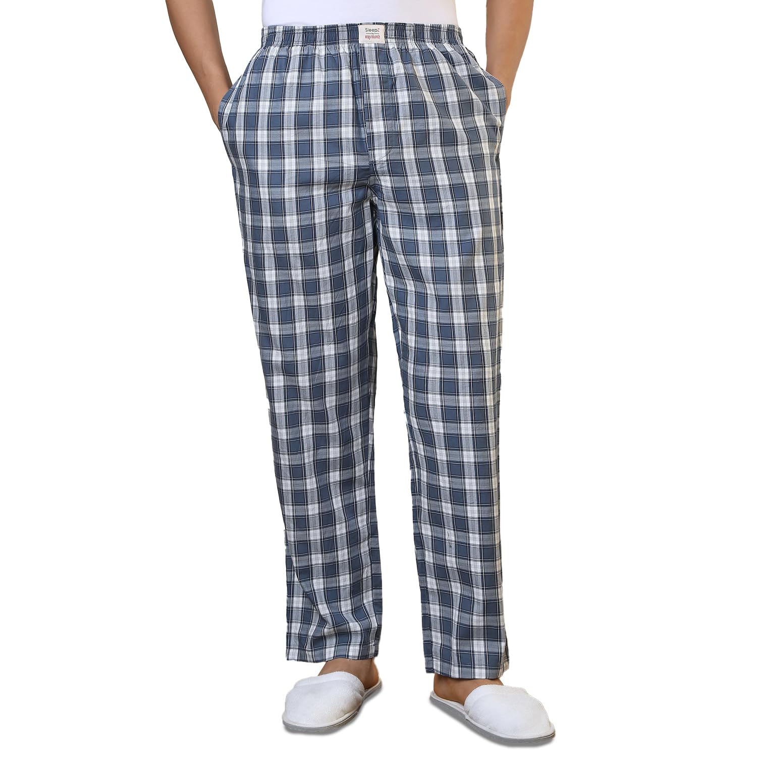 Men Flat Front Regular Fit Checks Pattern Pure Cotton Pyjama