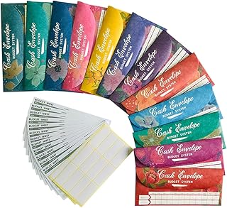 Hemobllo 12 piezas Sobres Impermeables para Presupuesto con Colores y Hojas de Seguimiento para Control de Dinero y Ahorro