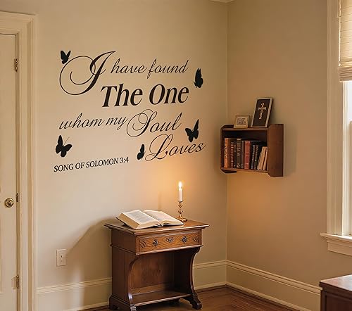 Miniatura 5 de Calcomanías de pared con citas inspiradoras, diseño de mariposas, con texto en inglés "I Have Found The One Whom My Soul Loves", calcomanías de