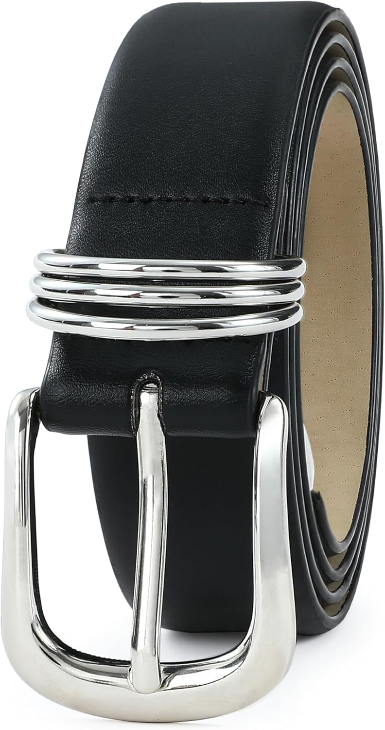 Women's Leather Belts with Gold Buckle Fashion Leather Waist Belt Elegant Ladies Belts for Jeans Gifts for Women - Image 2
