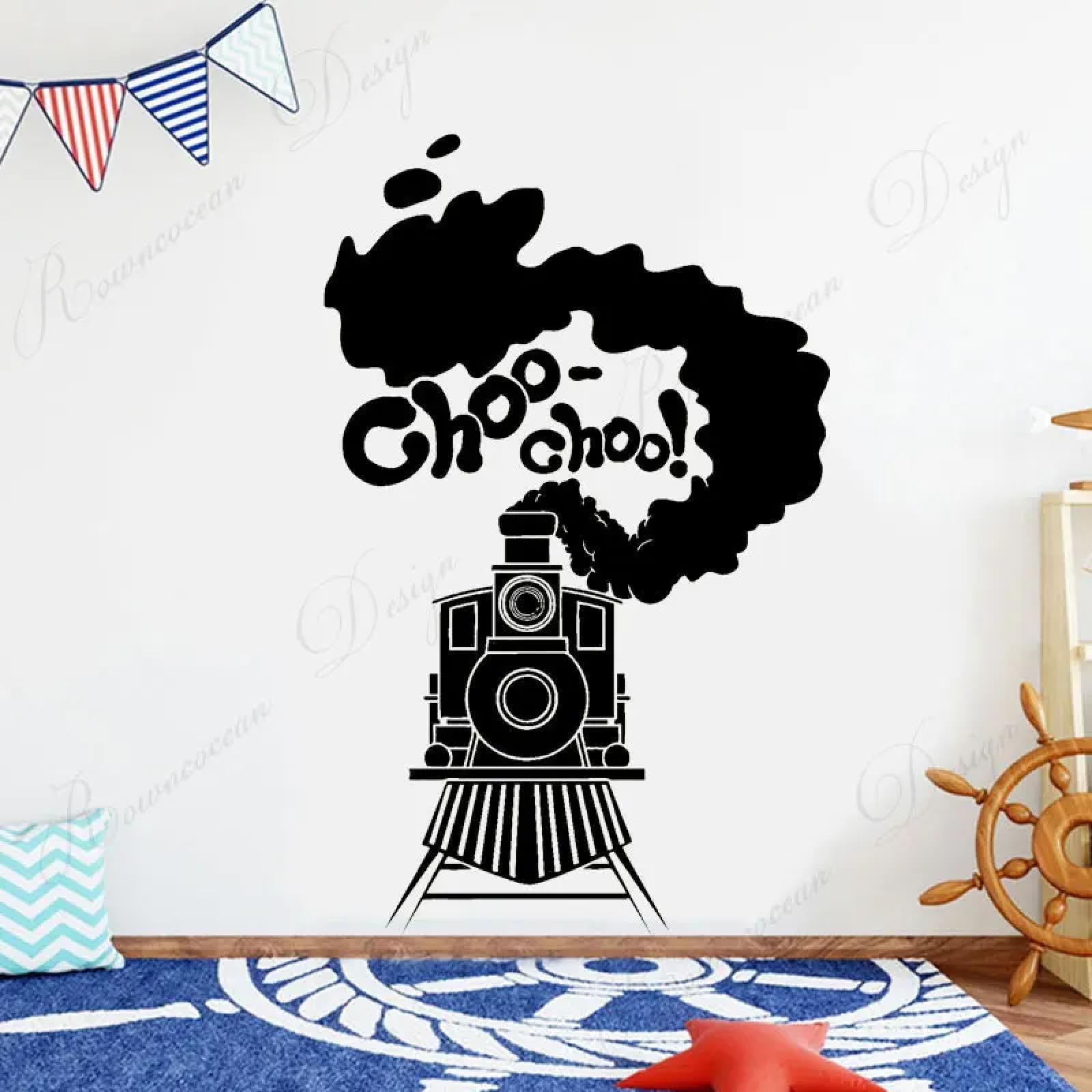 YOUOUSI Train, Railway, steam Locomotive Cartoon wall Stickers for Children's Boys' Rooms, playrooms, Art, Vinyl Home Decor.