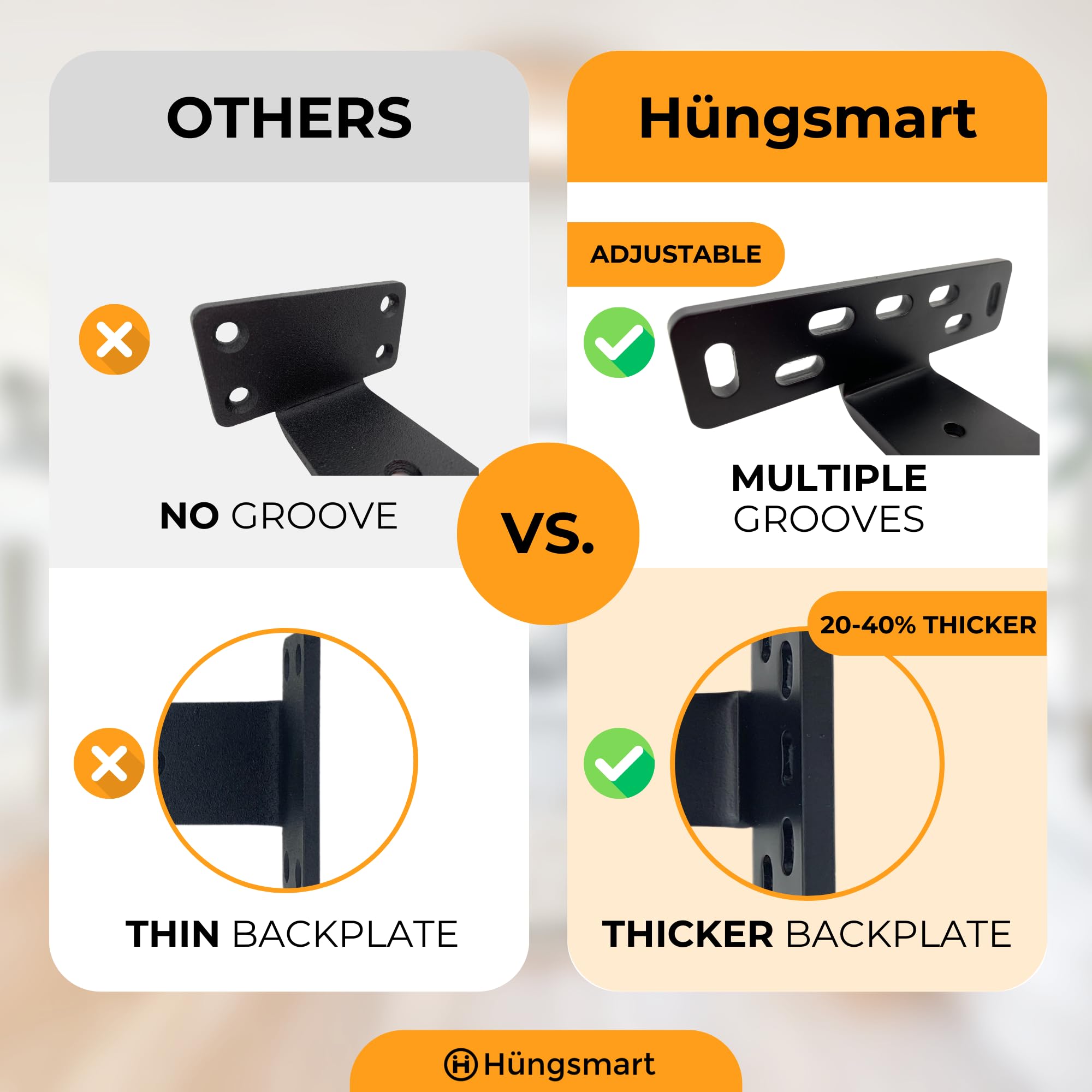 Hüngsmart - 4 soportes de estante de largo (8.5 pulgadas de profundidad x 5 pulgadas de ancho x 1 1/4 pulgadas de alto), accesorios de estantería resistentes, adecuados para decoración rústica,