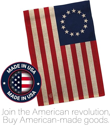 Miniatura 5 de Ornament Collection G192173-DB Betsy Ross - Bandera de jardín de doble cara de arpillera Americana Historic Impressions decorativa vertical de 13 x