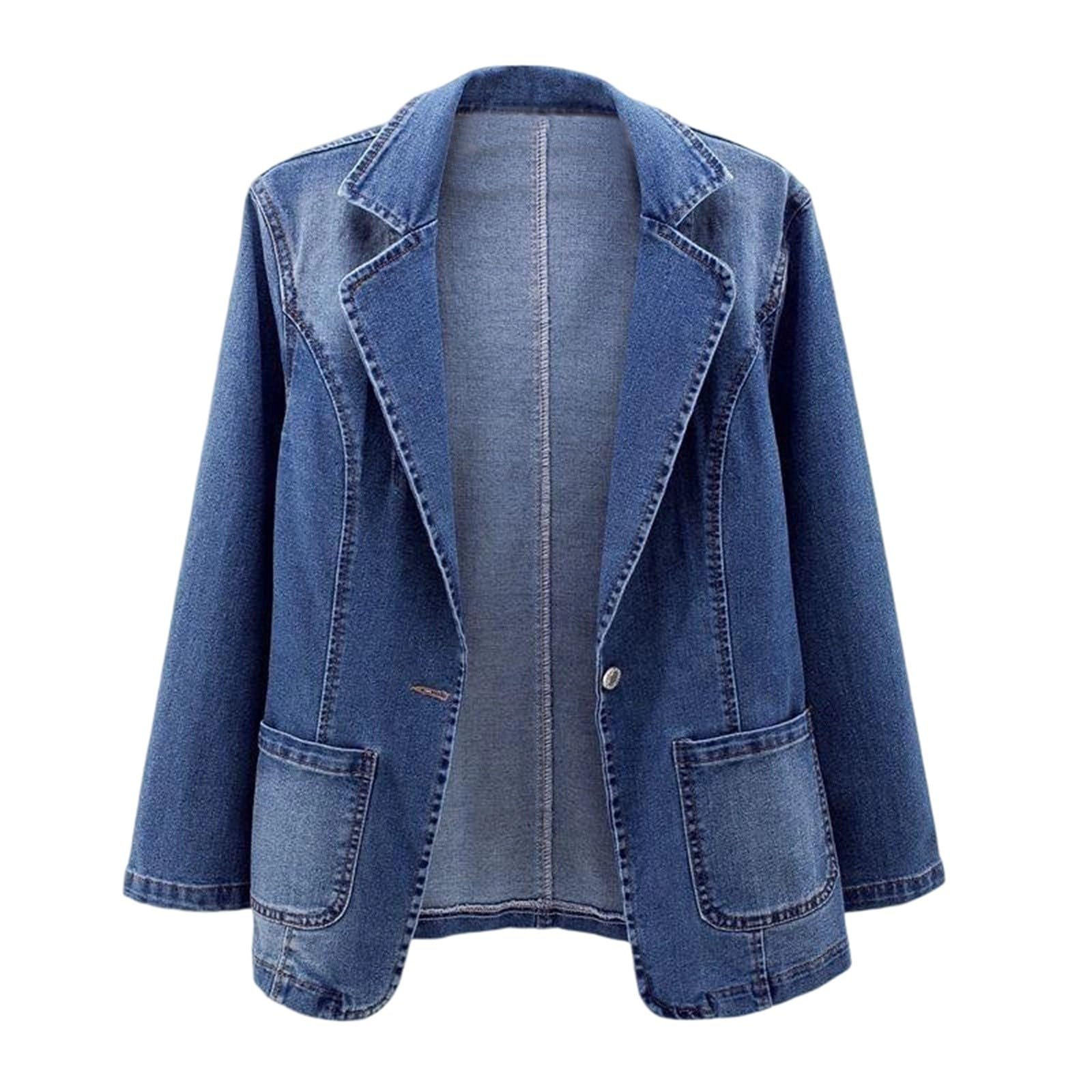 Chaqueta Mujer Invierno Chaqueta vaquera manga larga mujer abrigo informal diario desplazamientos corte ajustado botones frontales abiertos