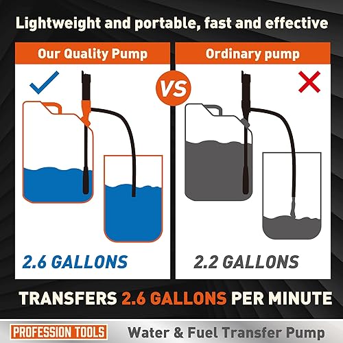 Miniatura 7 de Amartisan Bomba de transferencia de combustible portátil con pilas, bomba de gas para gas, combustible, diésel, transferencia de agua, bomba de