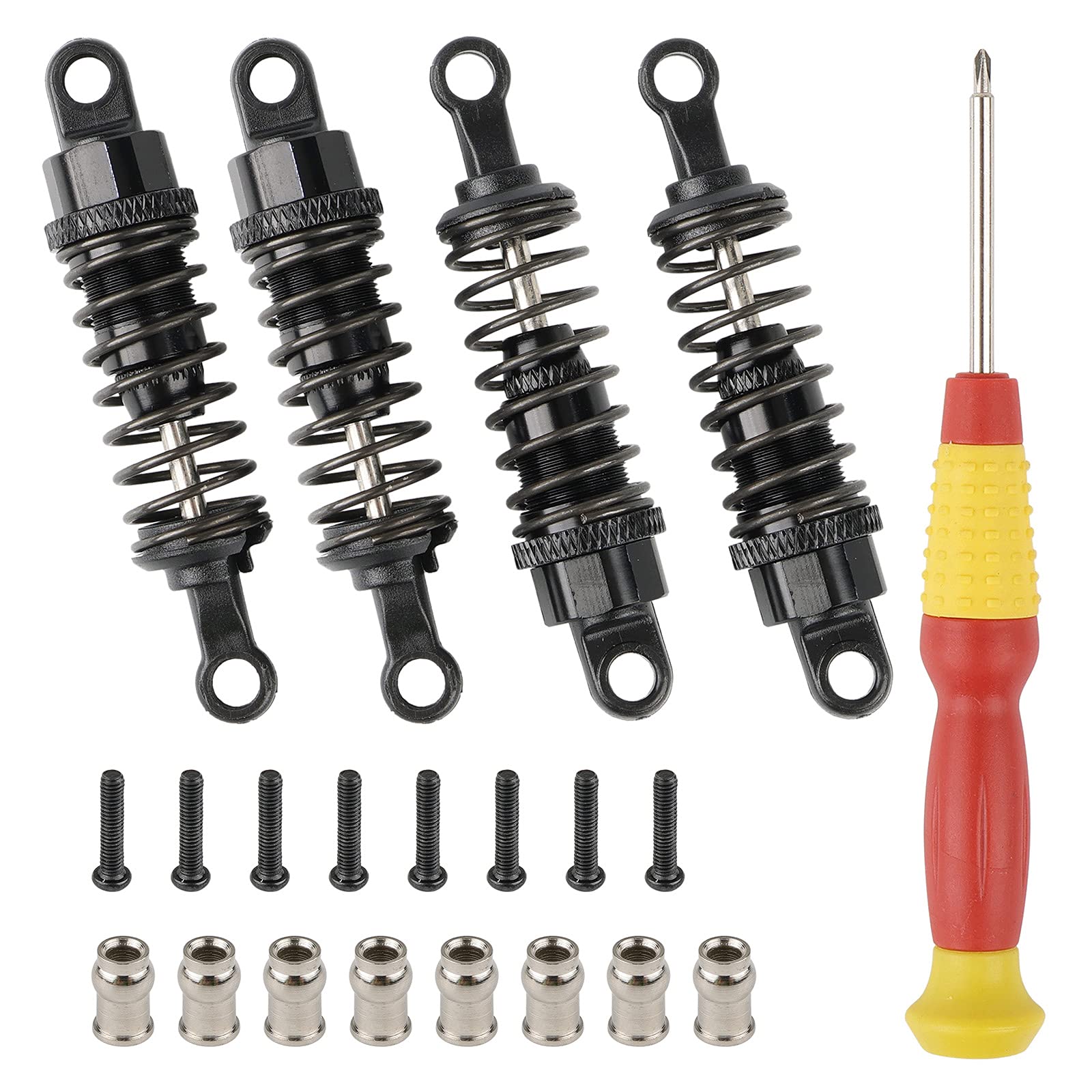 4pcs Metal Shock Absorber RC Car Upgrade Parts Aluminum Shock Absorber for 1/18 WLtoys A959 RC Car A969 A979 K929 Upgrade Parts Comes with assembly tools