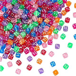 PONABEADIY 1 Box of 300 Pieces Acrylic Beads 10mm Transparent Colorful Small Cubes Square Spacer Loose Pendants for Jewelry Making Bracelet Necklace Accessories