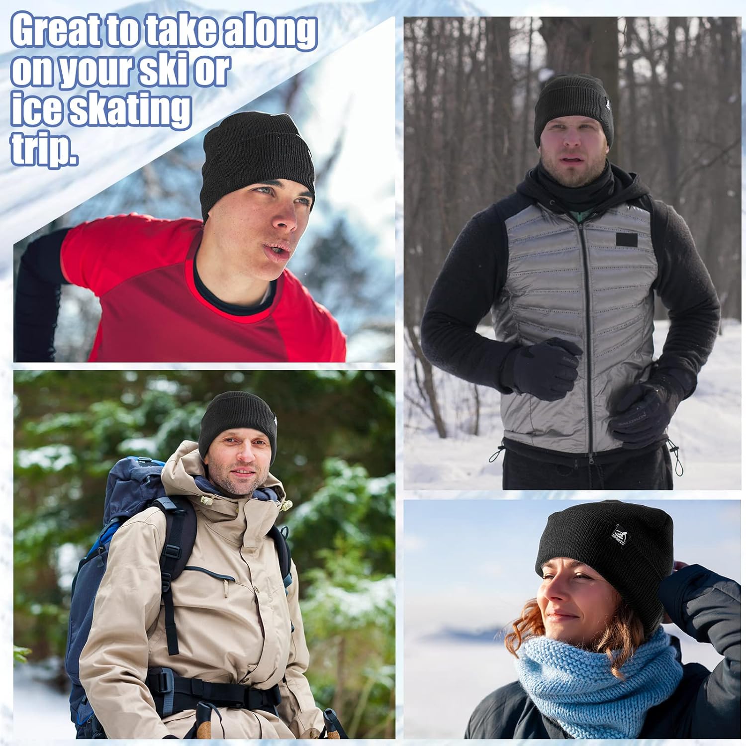 Handepo 80 Pcs Winter Beanie Hats Bulk Homeless Supplies Knitted Hat with Fleece Lining Warm for Men Women Cold Weather - Image 7