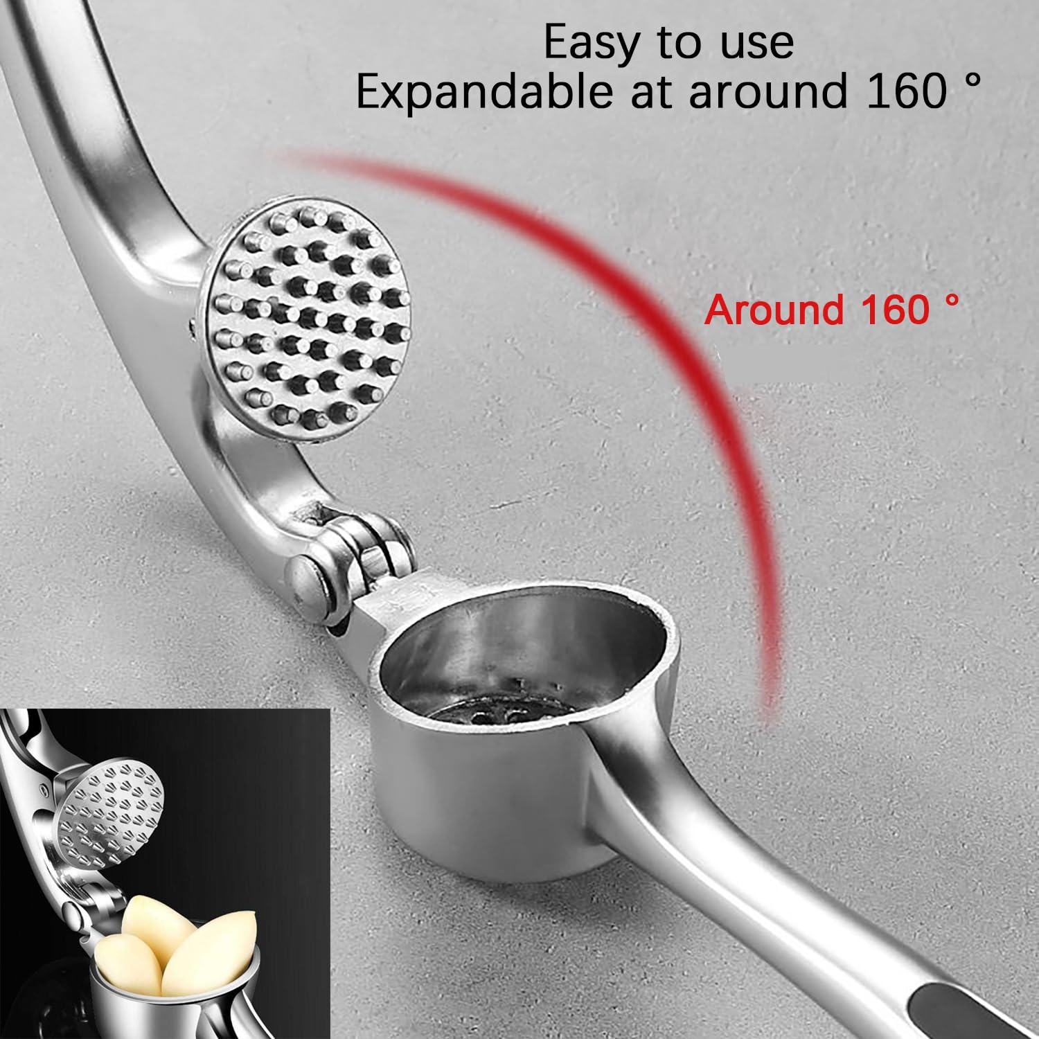 Schiaccia Aglio In Acciaio Inox - Spremiaglio Manuale | Per Aglio E Zenzero | Facile Da Pulire - Foto 5