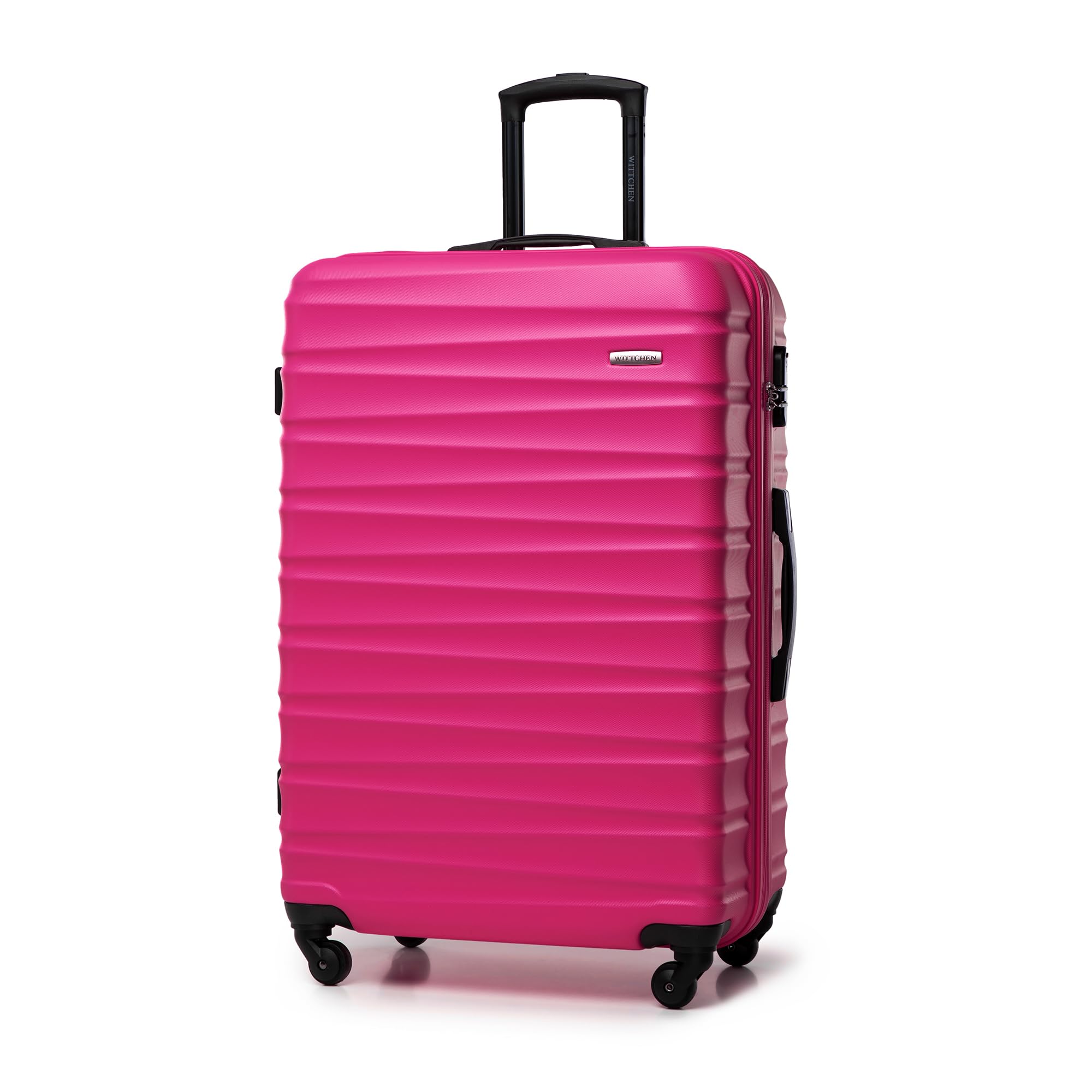 WITTCHEN GROOVE Line Stabile Valigia Grande Trolley Valigia da Viaggio Trolley Rigido in ABS 4 Ruote Serratura a Combinazione Manico Telescopico Taglia L Rosa