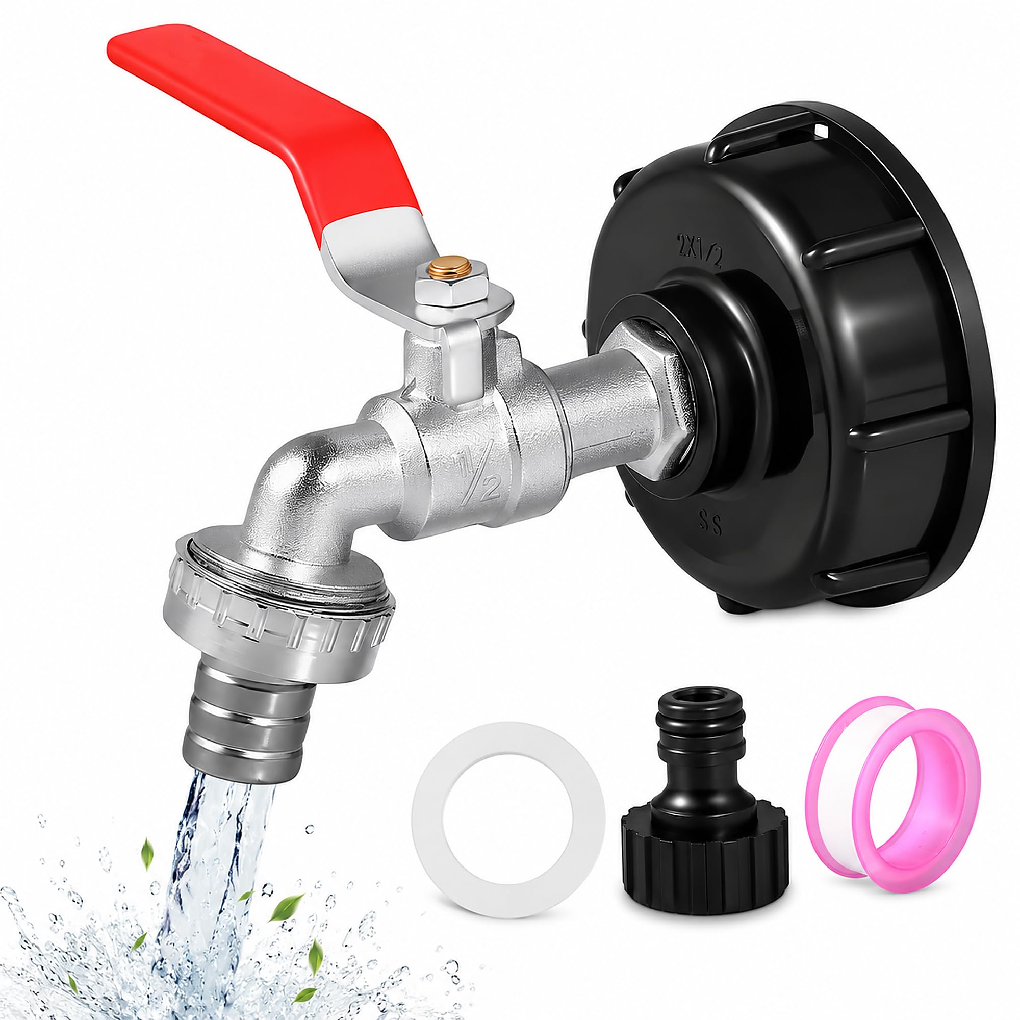 1/2" Leakproof Brass IBC Tank Fittings, Outlet tap for S60x6 Water Storage