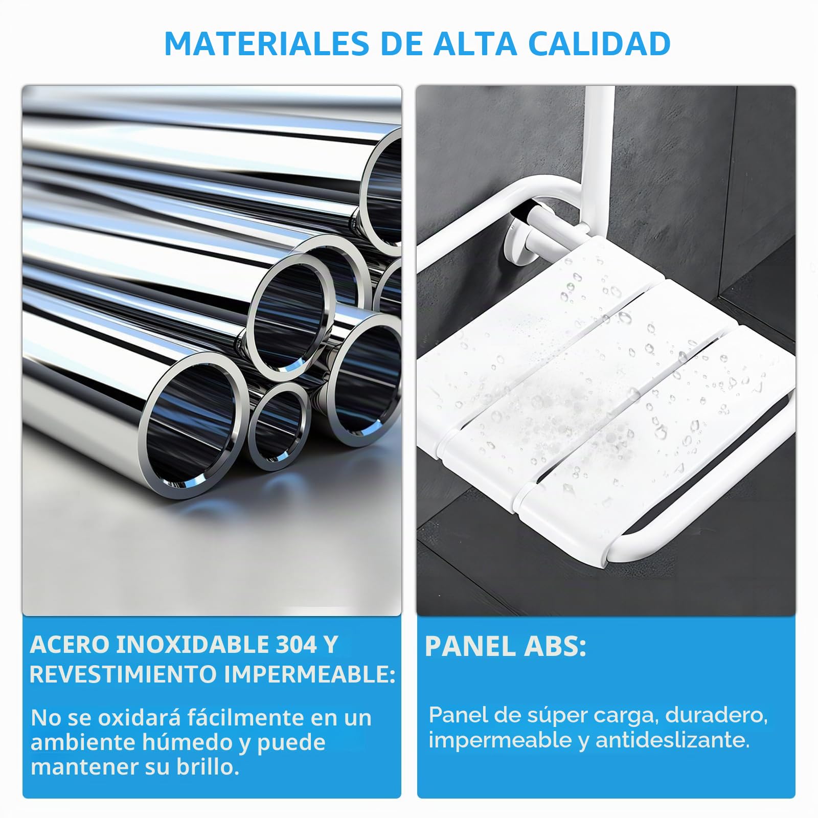 YUCHENGTECH Silla de Ducha Plegable Support 150kg | Asiento de Ducha Montado en la Pared para Personas Mayores Discapacitadas y Mujeres Embarazadas