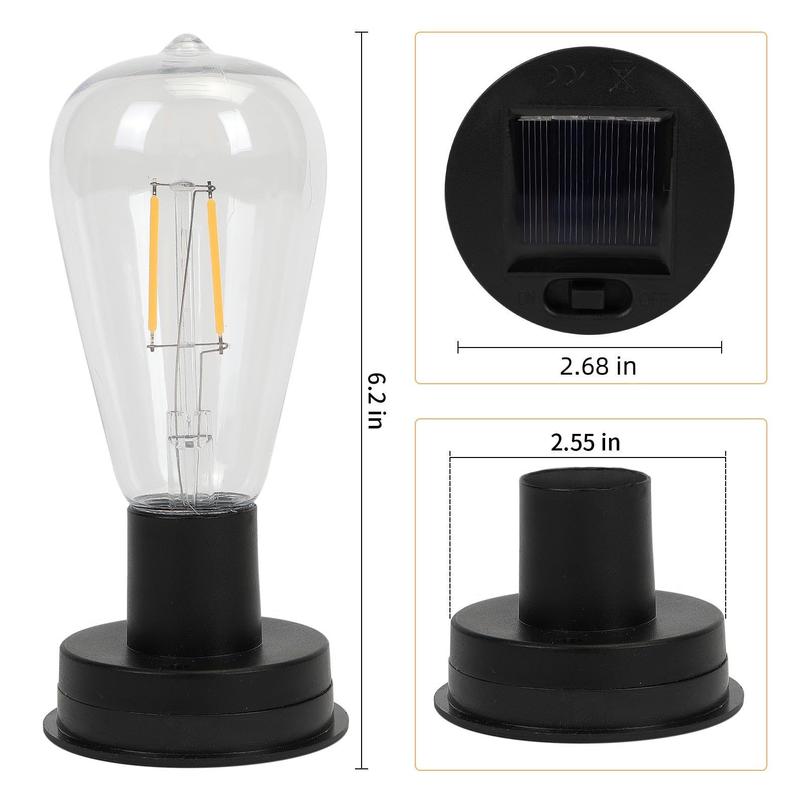 Amazon.com: Replacement Solar Light Parts Top with Bulb for Solar Lantern  Light (2.68 inch) : Tools & Home Improvement