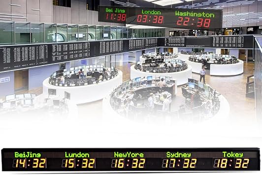 World Time Zones Clock, Digital Multiple Time Zones Clock, LED World Time Clock, 3/4/5/6 Cities World Time Clock, for Multinational Enterprises Hotels Office,5time