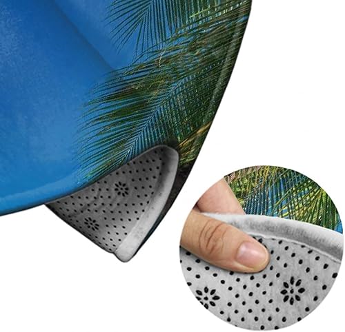 Miniatura 6 de Alfombra redonda ultra suave de 36 pulgadas de diámetro, isla tropical con palmeras y mar brillante, arte de playa, antideslizante, decoración del