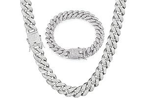 2pcs Cuban Link Chain for Kids, Silver Necklace, and Bracelet, Miami Cuban...