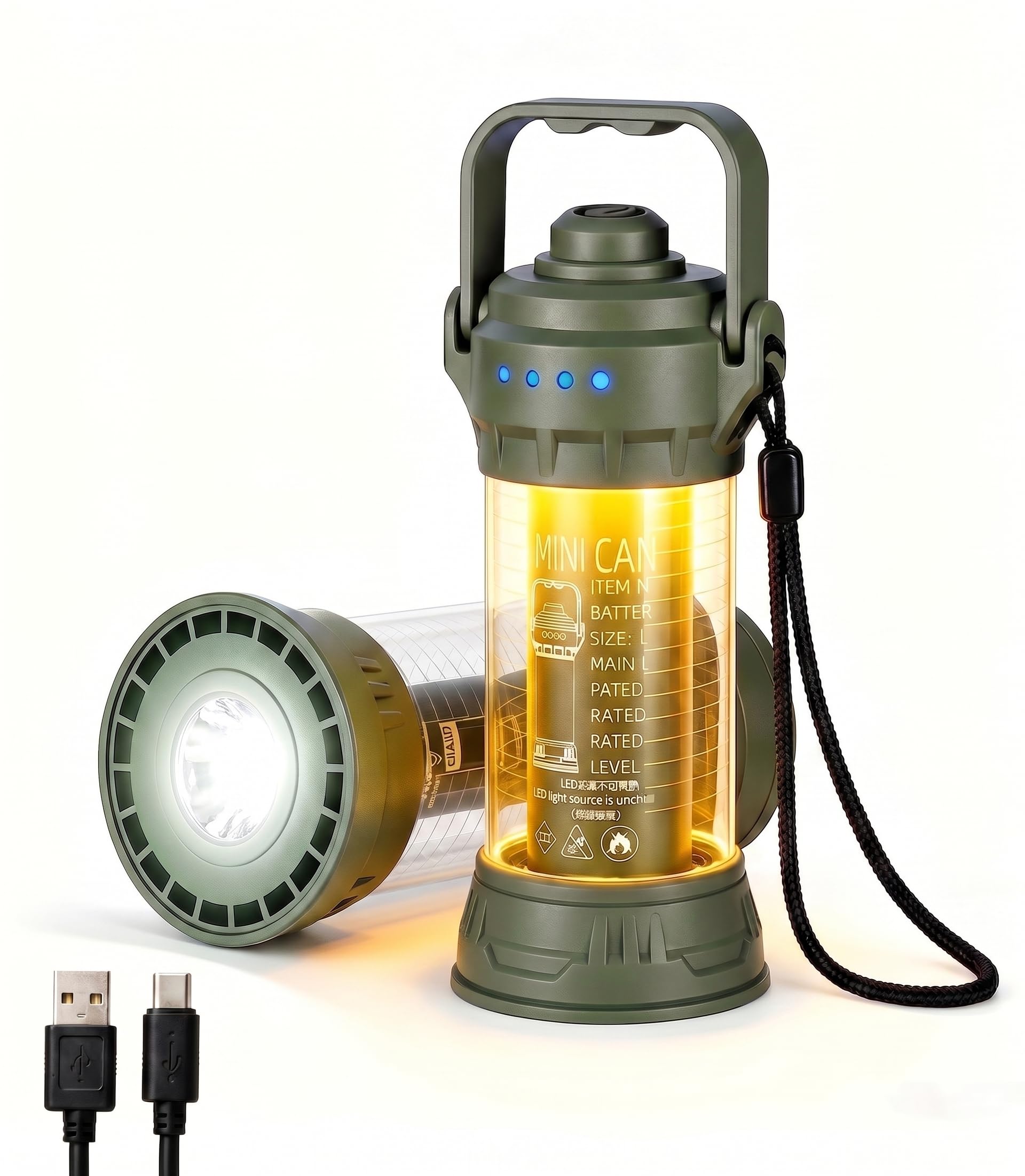 USB-C Rechargeable 2-in-1 Mini Lantern and Flashlight-Small Camping Light