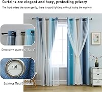 Vista 4 de Cortinas opacas con estrellas de Anytime para habitaciones de niñas, cortina de princesa para habitación de hija, ventana de dormitorio
