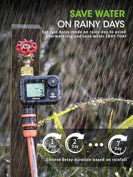 Insoma Programmable Hose Timer, 1 Outlet for Garden Watering, Outdoor Irrigation Timer, Black