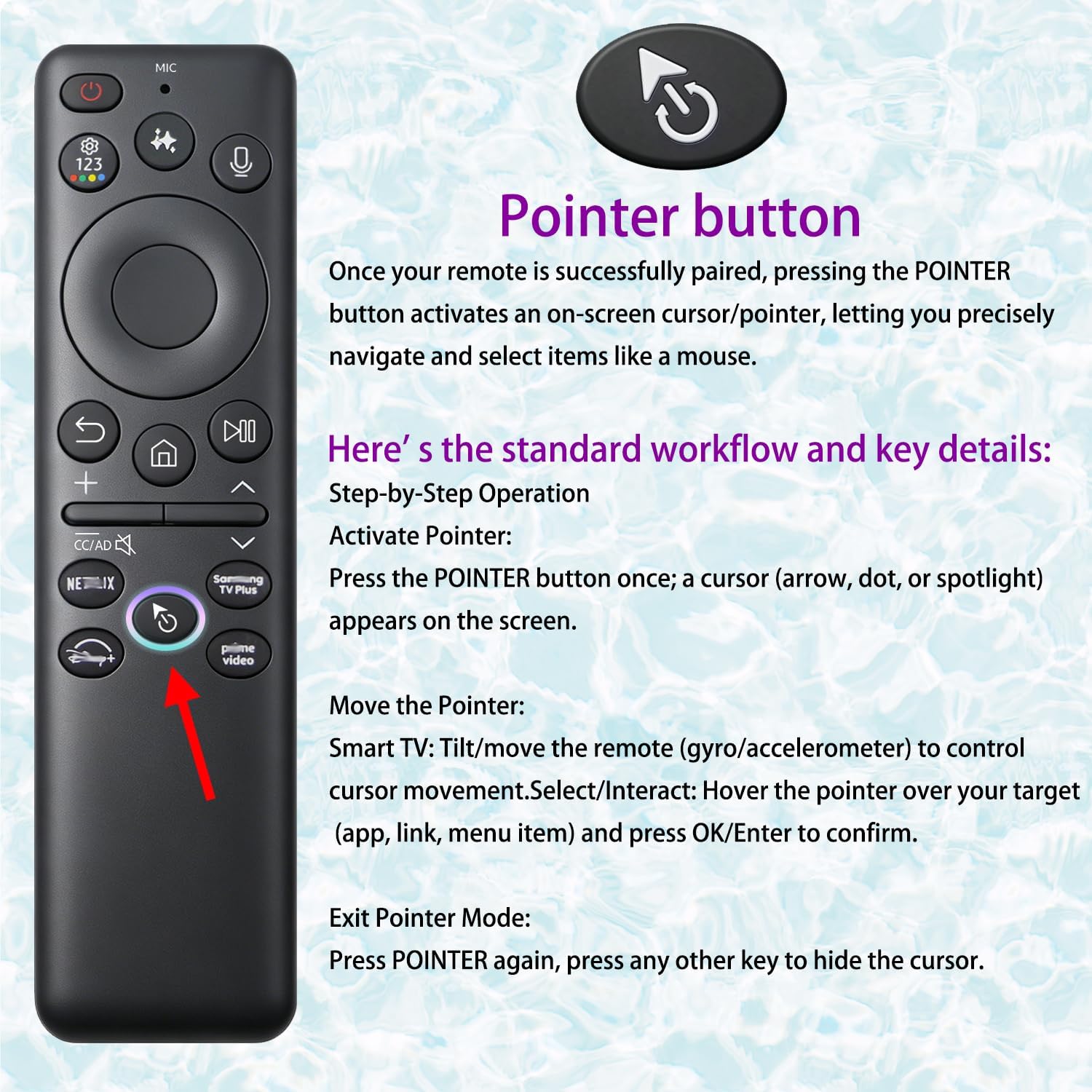 Solar Smart AI Voice Remote Control BN59-01432A PRO TM2560E with Rechargeable Solar Cell, USB-C Charging Compatible with Samsung 2021-2026 Neo QLED OLED 8K HDR Ultra HD Smart TV - with Pointer Button