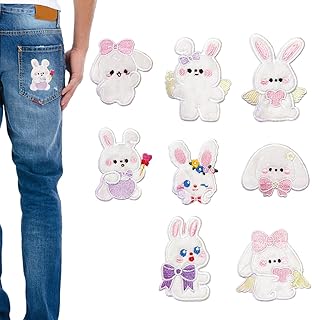 Patches de coelho | remendos de ponto para jaquetas com design bonito - Remendos adolescentes bordados infantis remendos faça você mesmo para jaqueta de festa, camiseta, chapéu, mochilas Pasukit