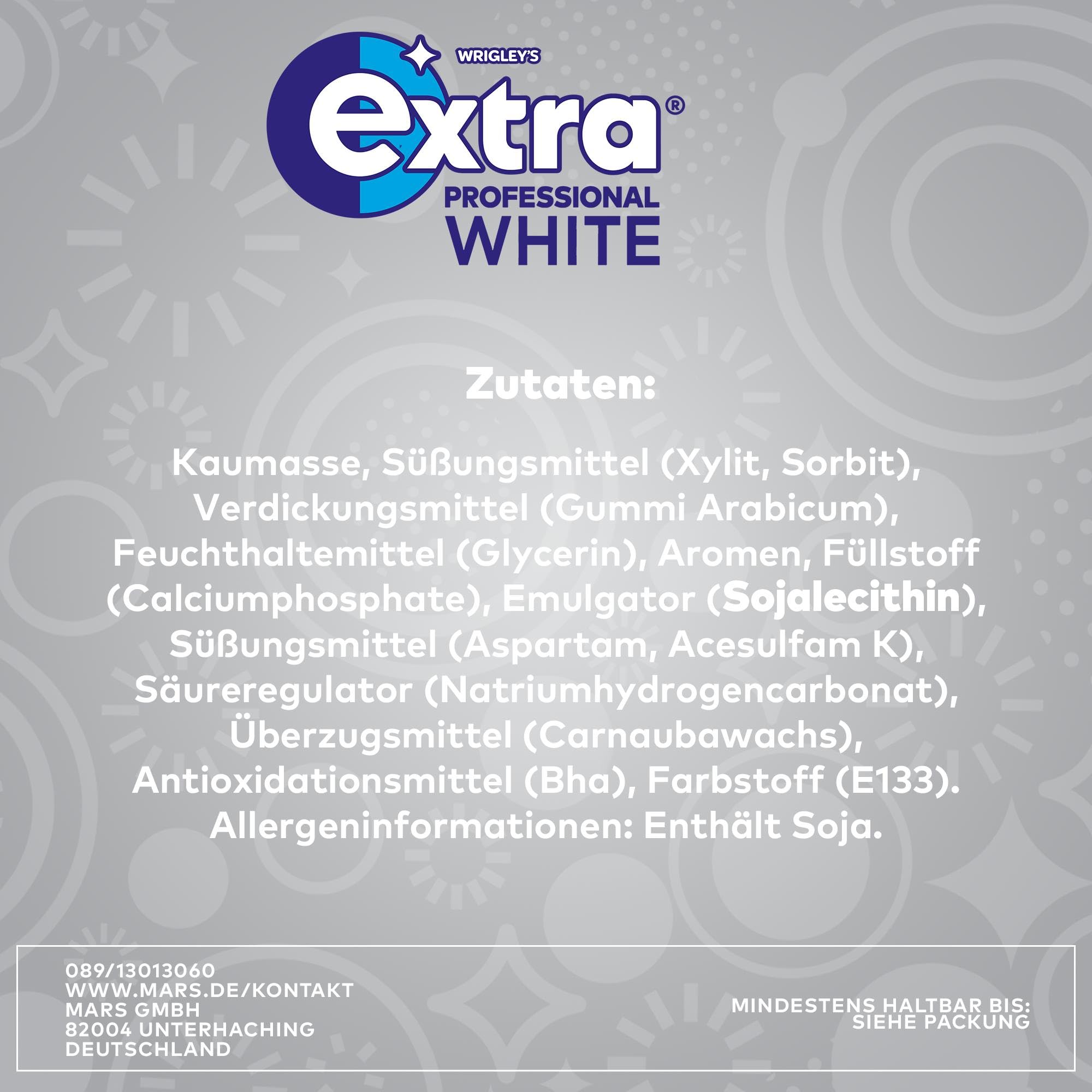 Extra Kaugummi | Professional White | Zuckerfrei | 30 Packungen (30 x 10 Dragees) , 300 Stück (30er Pack)