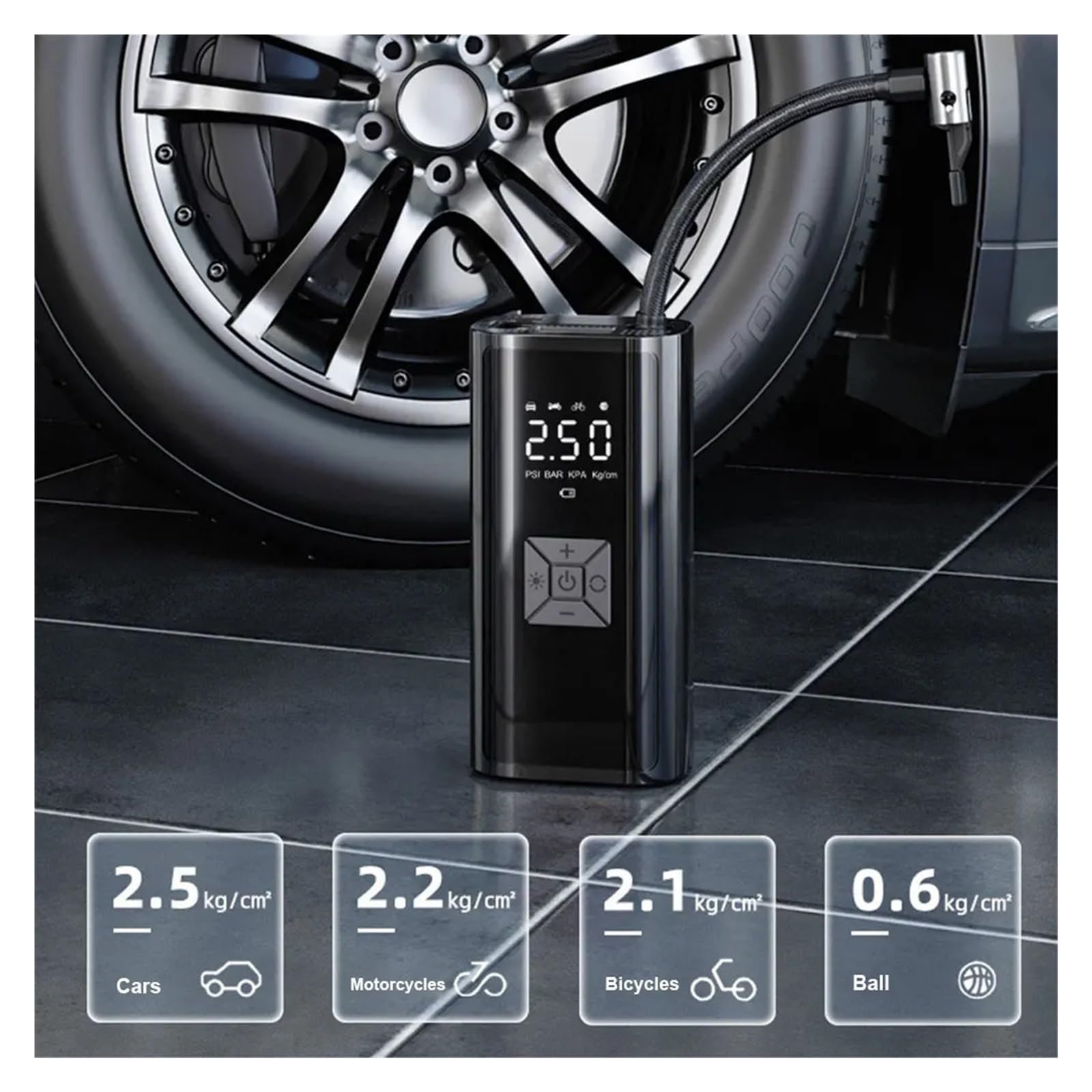 6000mAh Compressore d'Aria for Auto Portatile 12V 150PSI Elettrico Wired/Wireless Pompa di Aria for Gonfiaggio for Moto Bicicletta Palla Inflazione Istantanea(Dual-Use Model)