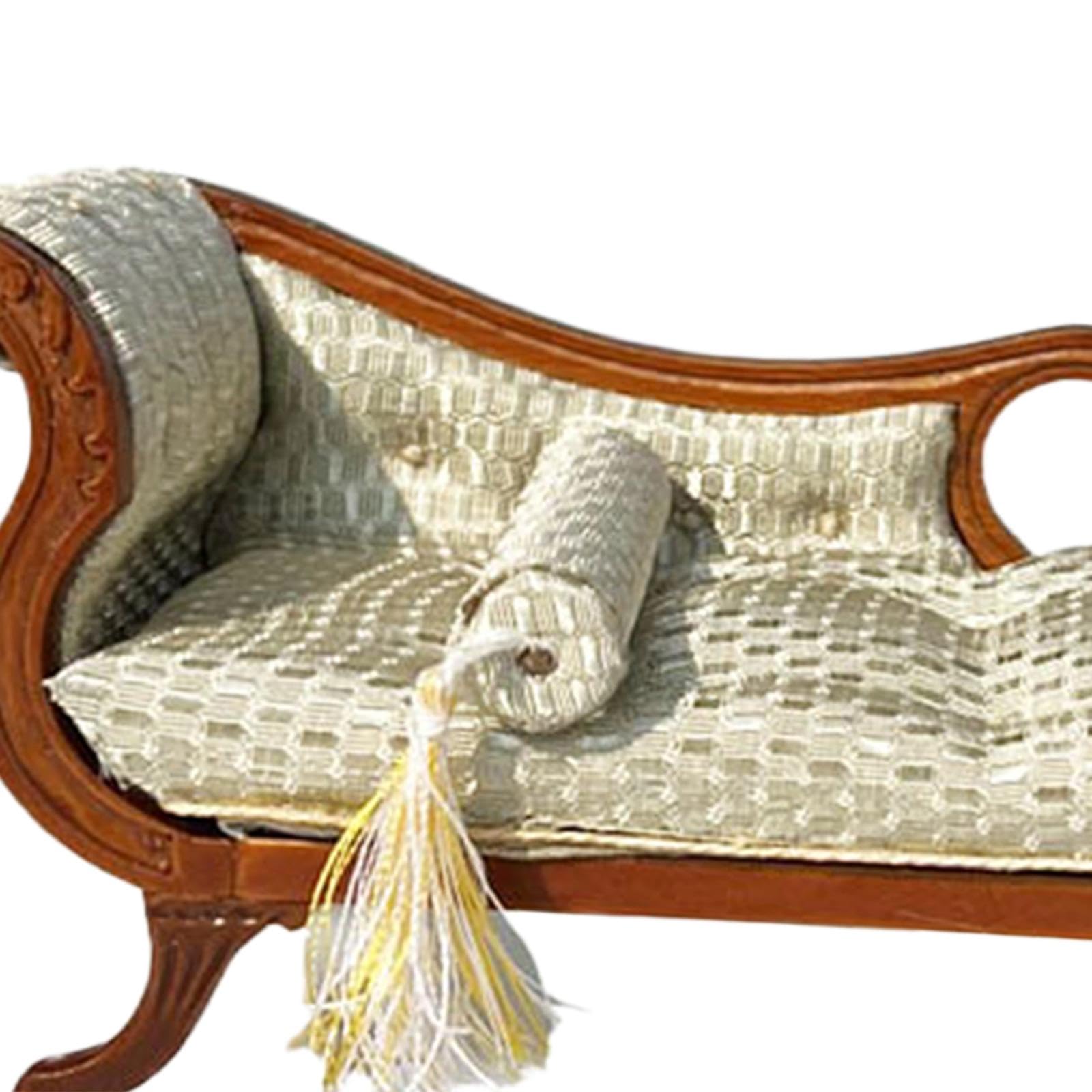 Modello di Divano in Miniatura, Mini, Sedia, Salotto, Divano Letto Decorativo in Legno per Casa delle Bambole in Miniatura 1:12, Diorama, Regalo, Marrone