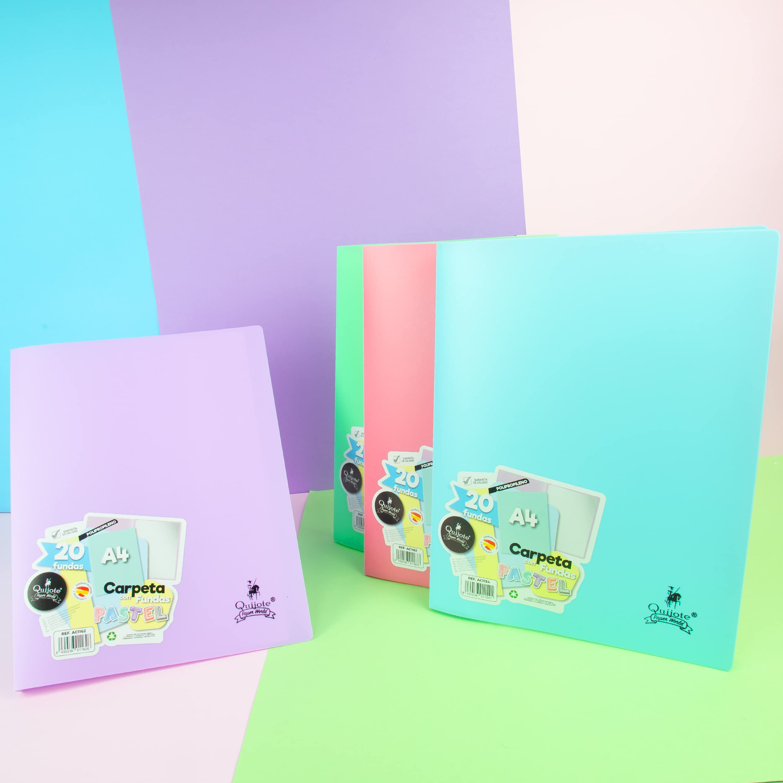 Classeur En Plastique A4 Quijote - Fermeture Bouton, Couleur Pastel - Pour école Et Bureau - 7