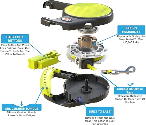 Miniatura 3 de Wigzi Correa retráctil de gel reflectante, amarillo, grande