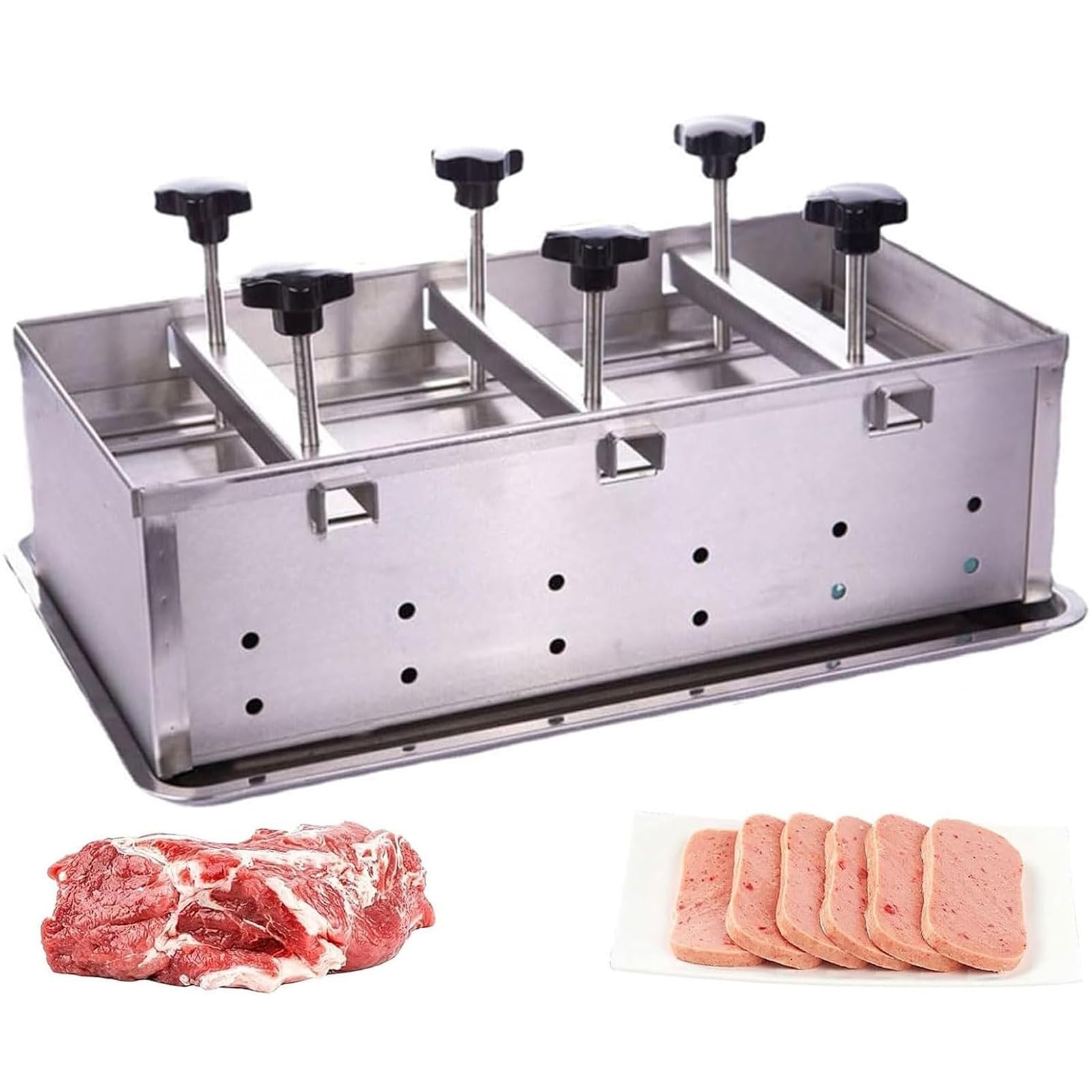 DOJBK Stainless Steel Meat Press Mould, Ham Maker Meats Press Tool, 1kg/2kg/3kg/5kg/10kg Meat Pressing Mold, For Kitchen Tool Easy To Use Press Cooked Meat Frozen Beef Rolls 10KG