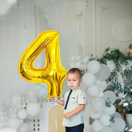 Miniatura 5 de Globo dorado con el número 4 de 40 pulgadas, globos grandes de Mylar para niños de 4 años de edad, decoración de fiesta de cumpleaños, boda,