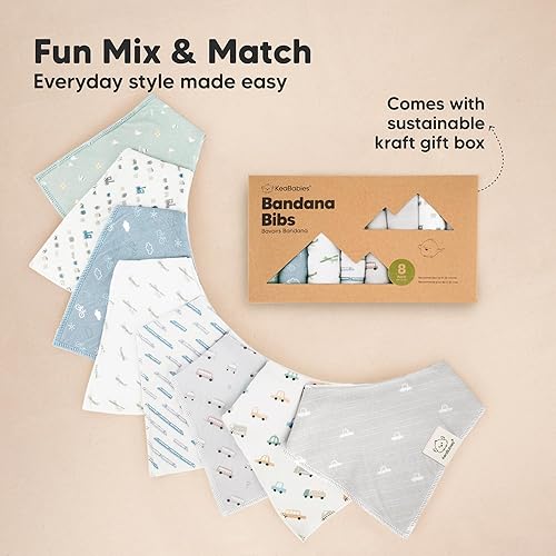 Miniatura 215 de KeaBabies 8 unidades de baberos tipo bandana orgánicos para niñas - Baberos tipo triángulo súper absorbentes para bebés que babean y están en
