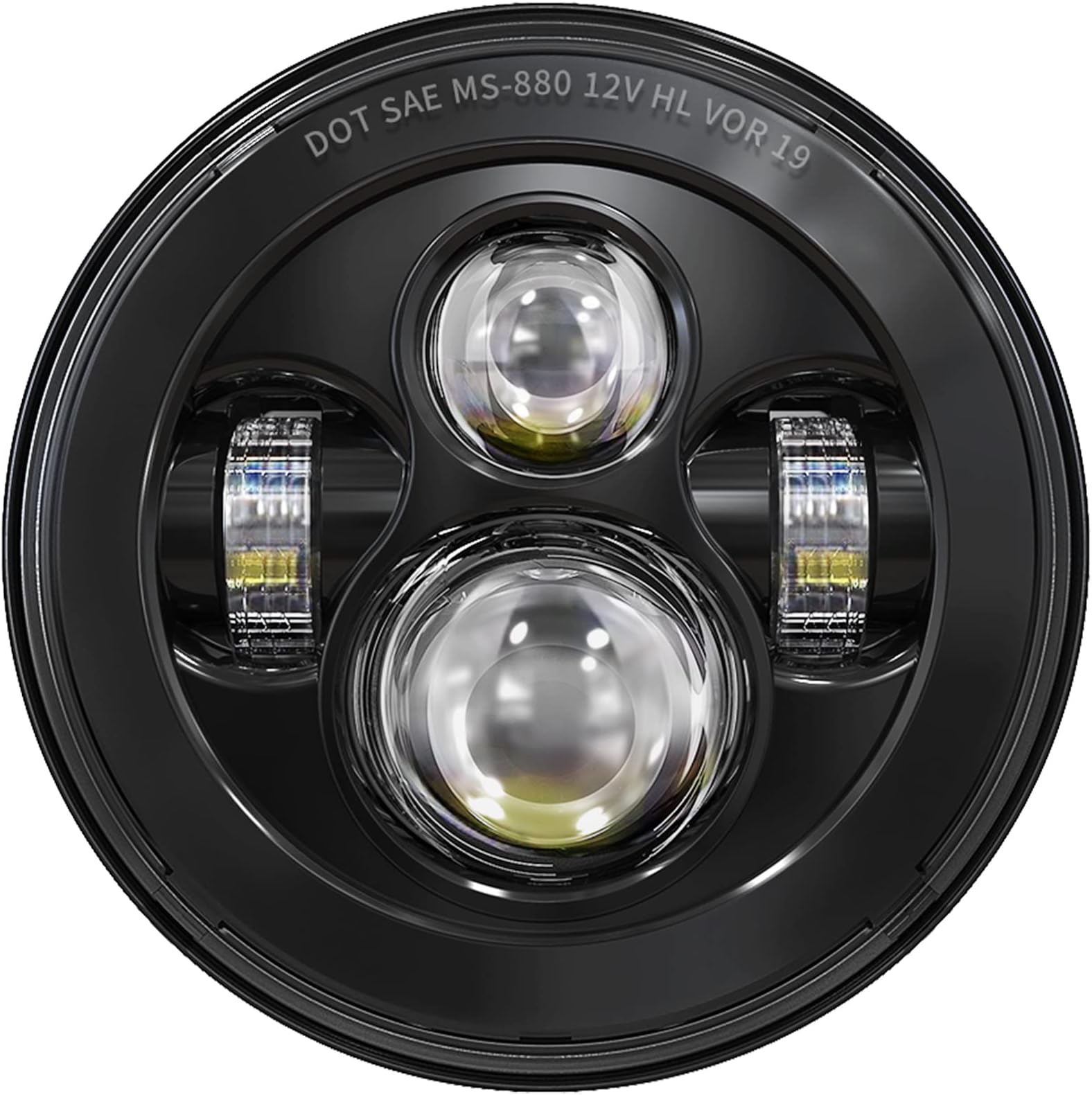 DOT 7 Inch Motorcycle LED Headlight Headlamp Compatible with Harley Davidson Electra Glide Street Glide Fat Boy Road King Heritage Softail Switchback Black