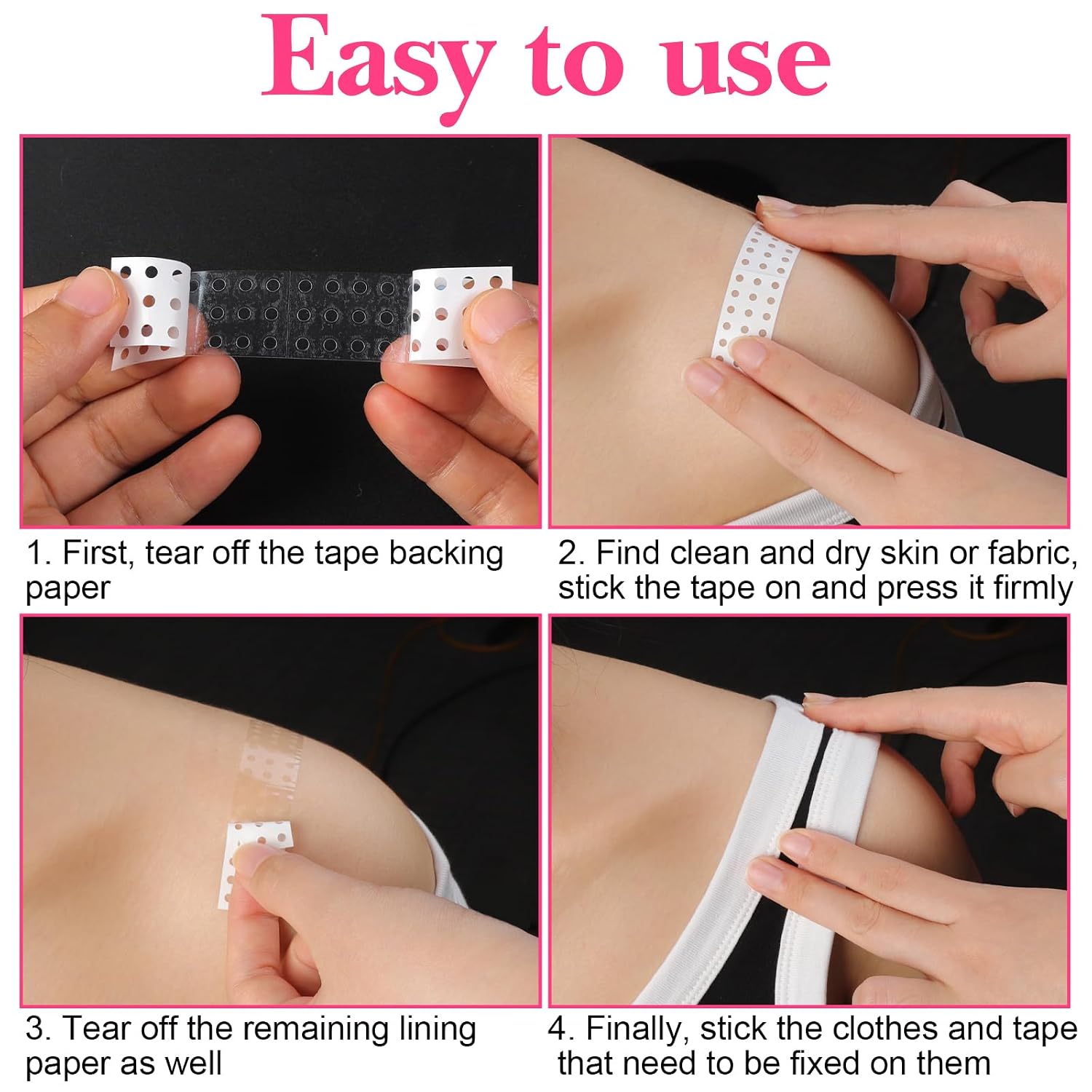 60 Strips Fashion Double Sided Tape for Clothes, Invisible Body Tape for Women, Strong Adhesive Clothing Tapes for Women Dress Bra Straps Low Cut Tops Fixed Clothes to Prevent Exposure