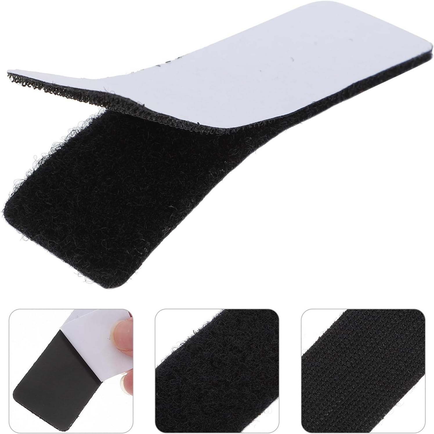 40 Pcs Hook and Loop Strips Black Adhesive Fixing Tape