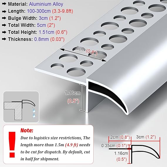 Roof Upper Eaves Eagle's Beak Drip Line, 3.3 to 9.8 ft Rain Diverter Gutters Metal Strip, Balcony Exterior Edge Rainwater Deflector Device(3.0m (9.8ft))