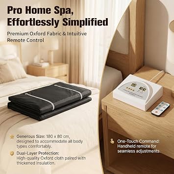 Infrared Sauna Blanket - Portable Sauna Blanket, 20-60 Mins Timer, 113-176℉ Temp Range, for Full-Body Relaxation