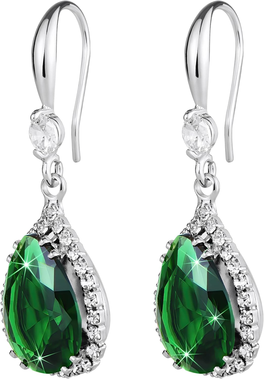 Linawe Imitation Diamond Dangle Earrings for Women Trendy, Rhinestone Drop Chandelier Earrings, Teardrop Crystal Cubic Zirconia Wedding Jewelry Set, 14K Gold/Rose Gold/Silver Tone - Image 5