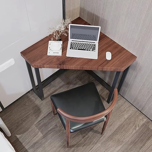 Miniatura 6 de Escritorio triangular para el hogar escritorio de esquina de pino escritorio de esquina de estilo simple marco de metal estable con almohadilla de